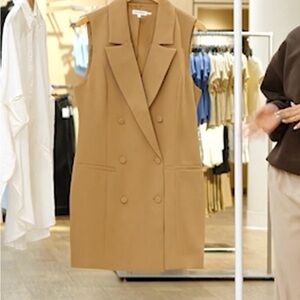 Good American Tan Double-Breasted Blazer Dress